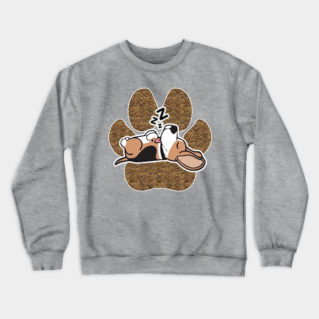 BEAGLE STICKERS CUTE PAW PRINT SLEEPING DOG DESIGN Crewneck Sweatshirt by KathyNoNoise